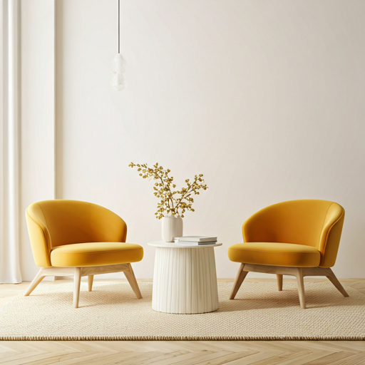 Living room with mustard chairs